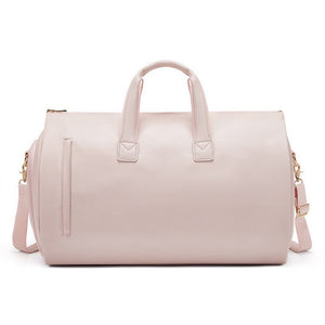 Pink PU Leather Travel Duffel Bag - Large Capacity Waterproof Suit Bag with Shoe Compartment - Glam Warehouse