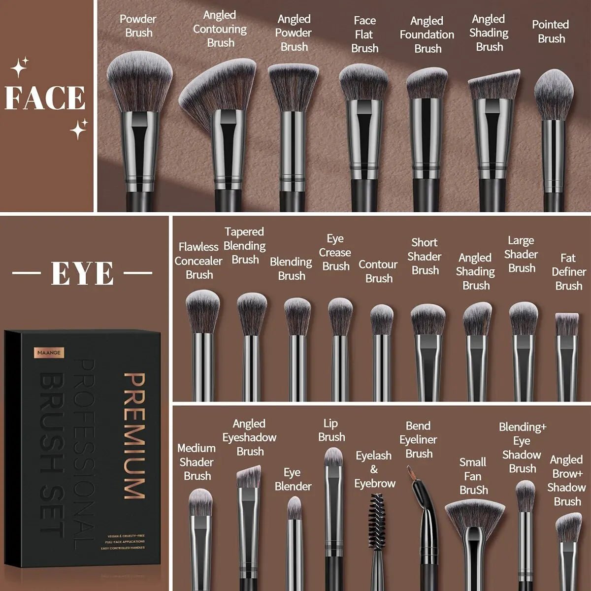 Premium 25-Piece Makeup Brush Set - Glam Warehouse