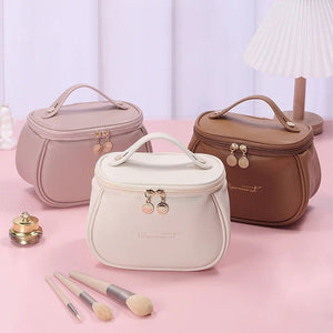 PU Makeup Bag for Women - Waterproof Travel Toiletries Organizer - Glam Warehouse
