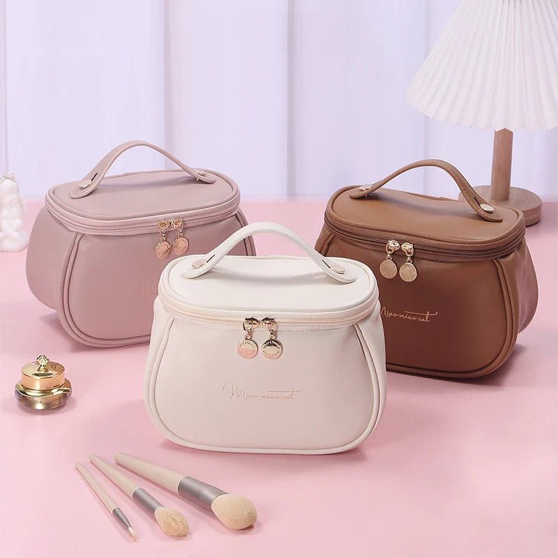 PU Makeup Bag for Women - Waterproof Travel Toiletries Organizer - Glam Warehouse