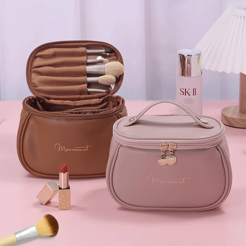 PU Makeup Bag for Women - Waterproof Travel Toiletries Organizer - Glam Warehouse