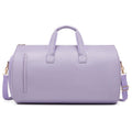Purple PU Leather Travel Duffel Bag - Large Capacity Waterproof Suit Bag with Shoe Compartment - Glam Warehouse