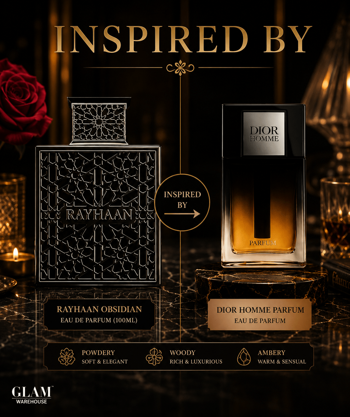 Rayhaan Obsidian Eau de Parfum (100ml) - Glam Warehouse