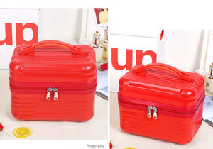 Red Durable Hard Shell Makeup Travel Case - Large Capacity Portable Cosmetic Organizer Box with Handle - Glam Warehouse