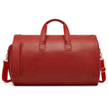 Red PU Leather Travel Duffel Bag - Large Capacity Waterproof Suit Bag with Shoe Compartment - Glam Warehouse