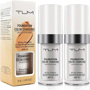 ReviGLam TLM Colour Changing Liquid Foundation Hides Wrinkles & Lines, BB Cream Makeup Base Concealer Cover Moisturizing Fluid for all Skin Tone SPF15, Pack of 2 - Glam Warehouse