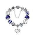 Romantic Love Heart Pendant Bracelet with Rhinestones, Glass Beads(18cm) - Glam Warehouse