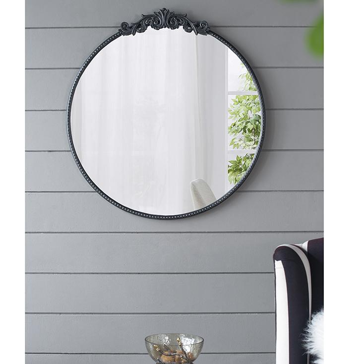 ROUND ORNATE METALLIC WALL MIRROR - Glam Warehouse
