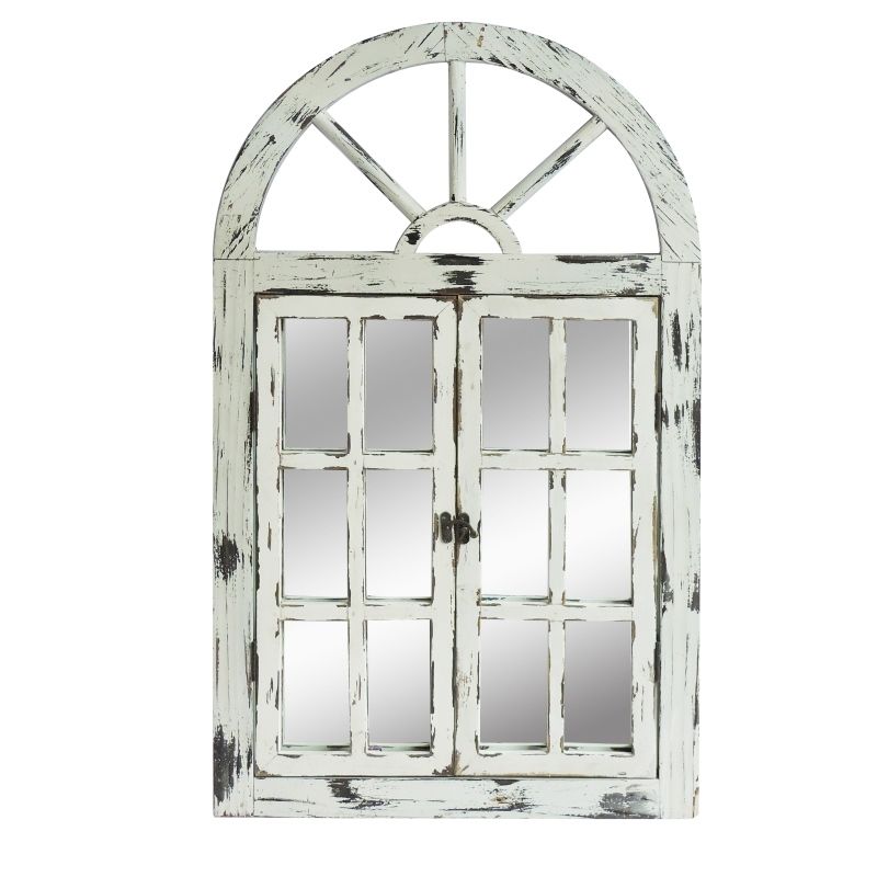 Rustic White Scarlett Window Mirror - Glam Warehouse