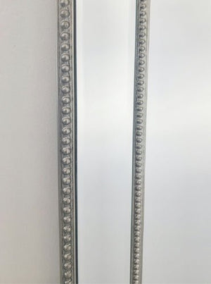 Silver Beaded Framed Mirror - Free Standing 50cm x 170cm - Glam Warehouse
