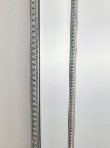 Silver Beaded Framed Mirror - Free Standing 50cm x 170cm - Glam Warehouse