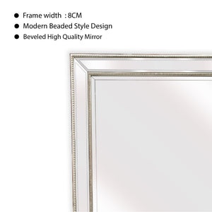 Silver Beaded Framed Mirror - Free Standing 50cm x 170cm - Glam Warehouse