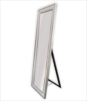 Silver Beaded Framed Mirror - Free Standing 50cm x 170cm - Glam Warehouse
