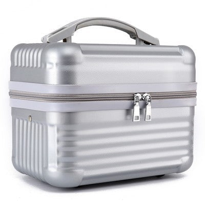 Silver Durable Hard Shell Makeup Travel Case - Large Capacity Portable Cosmetic Organizer Box with Handle - Glam Warehouse