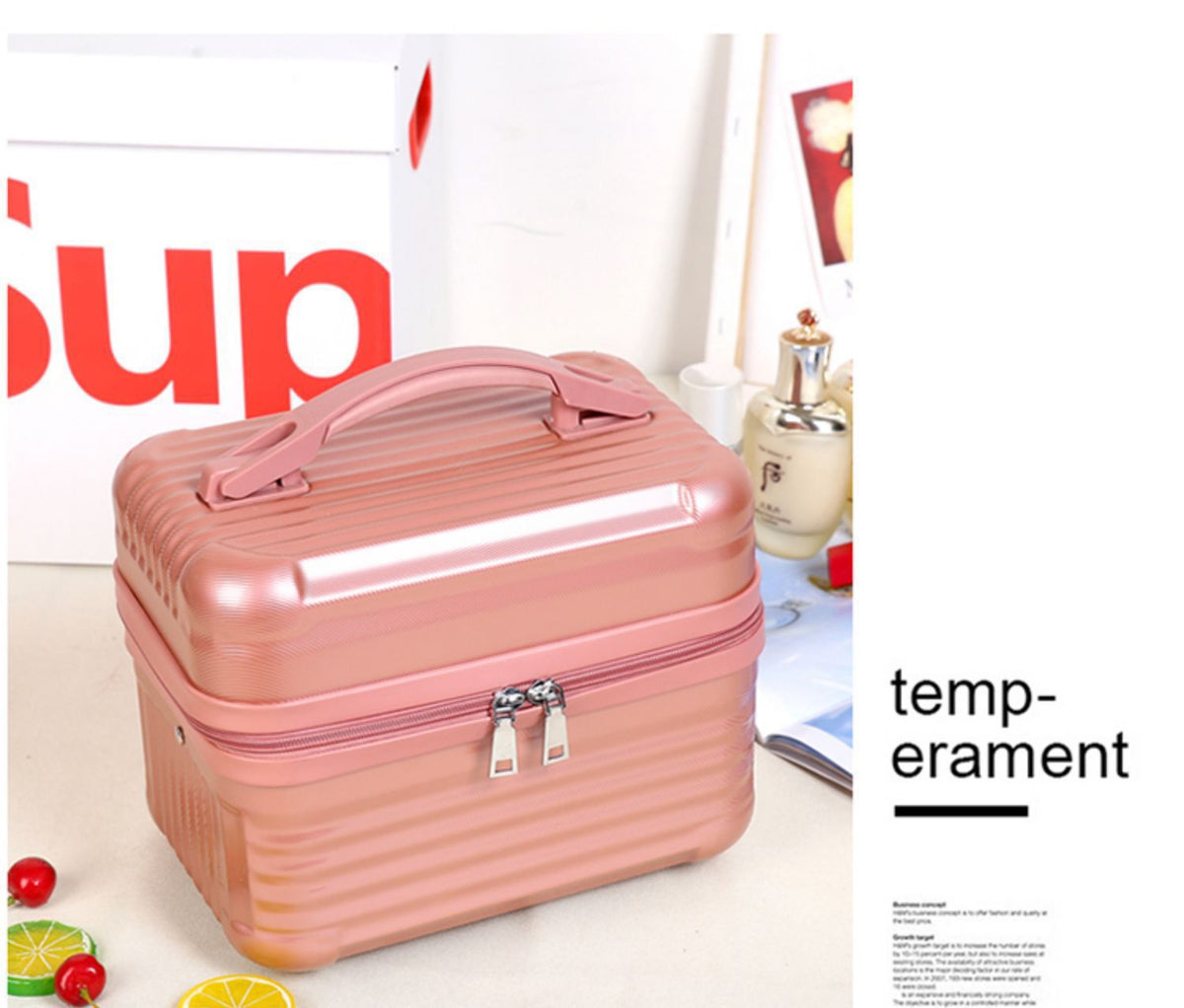 Silver Durable Hard Shell Makeup Travel Case - Large Capacity Portable Cosmetic Organizer Box with Handle - Glam Warehouse