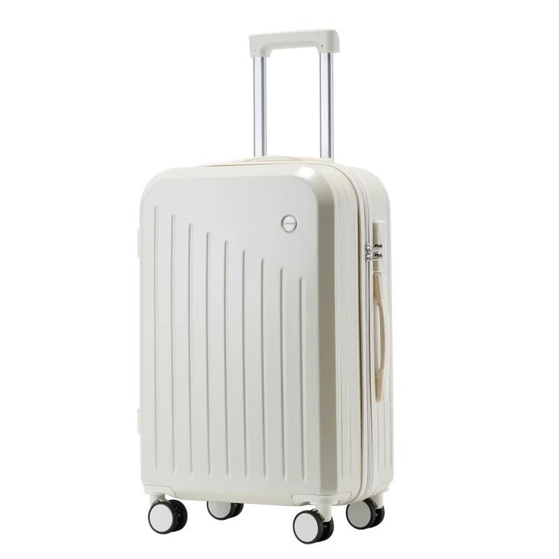 Smart Carry-On Luggage with Cup Holder & USB Charging Port - White Color Spinner Suitcase for Travel Convenience 20 inch - Glam Warehouse