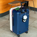 Smart Hard-Shell Luggage with USB Charging Port & Cup Holder - 20" Spinner Suitcase in Blue & White - Glam Warehouse