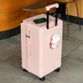 Smart Hard-Shell Luggage with USB Charging Port & Cup Holder - 20"Spinner Suitcase in Pink - Glam Warehouse