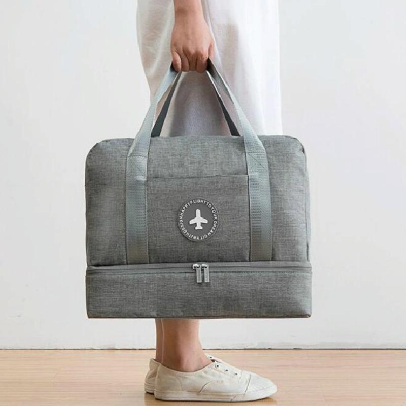 Travel-ready Waterproof Beach Bag with Double Layer Design - Black - Glam Warehouse
