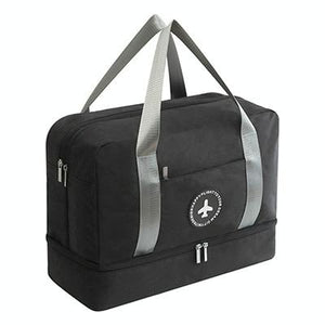 Travel-ready Waterproof Beach Bag with Double Layer Design - Black - Glam Warehouse