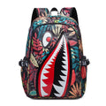 Trendsetter Shark Mouth Print Backpack - Lightweight & Breathable School Bag(Red leaves) - Glam Warehouse