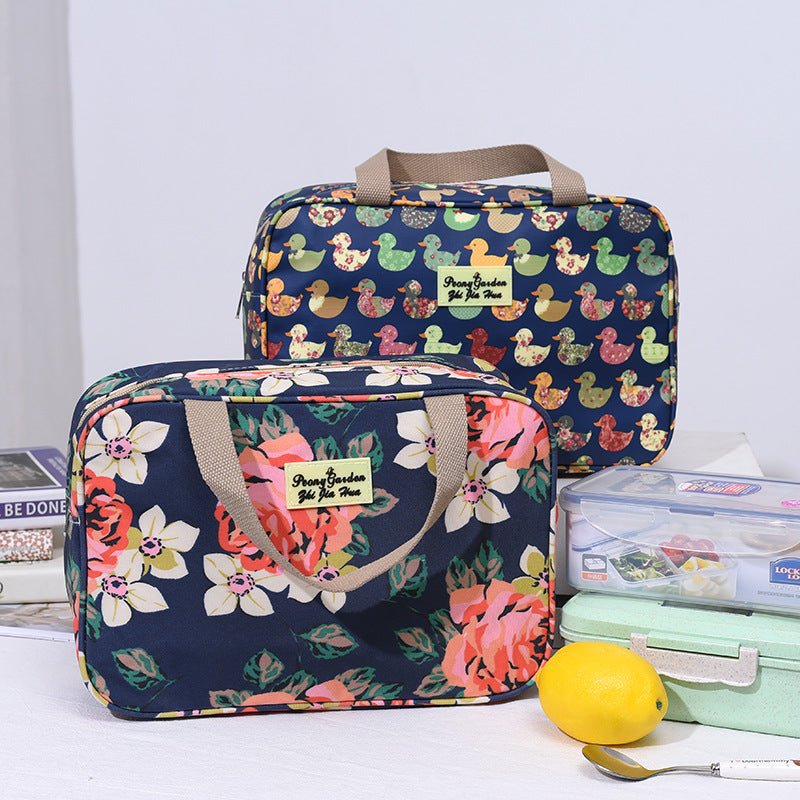 Versatile Portable Handled Bag - Durable Waterproof Fabric, Ideal for Toiletries, Lunch & Travel(Blue elephant) - Glam Warehouse