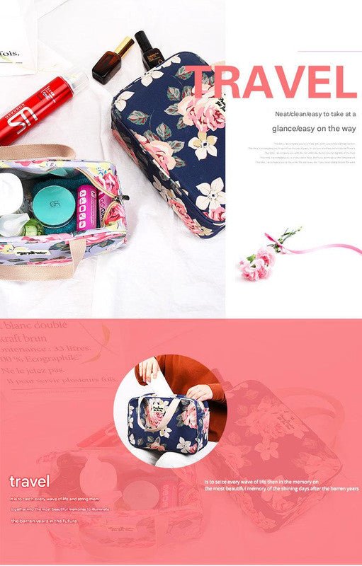 Versatile Portable Handled Bag - Durable Waterproof Fabric, Ideal for Toiletries, Lunch & Travel(Blue elephant) - Glam Warehouse