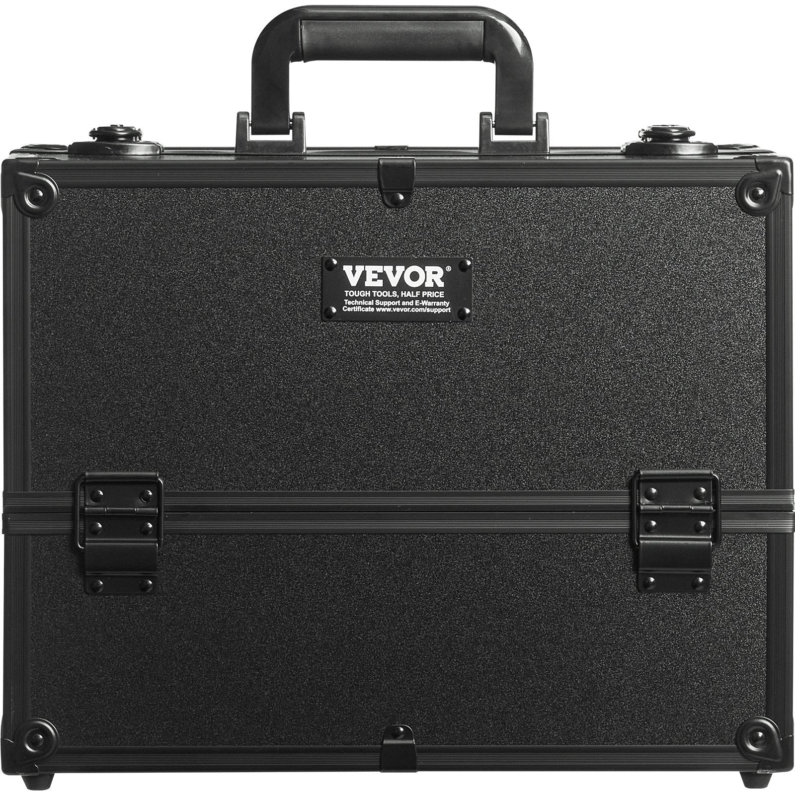 VEVOR Makeup Train Case 370MM Large Portable Cosmetic Case, 6 Tier Trays Professional Makeup Storage Organizer Box Make Up Carrier with Handle And Strap Travel Case for Women and Girls - Black - Glam Warehouse