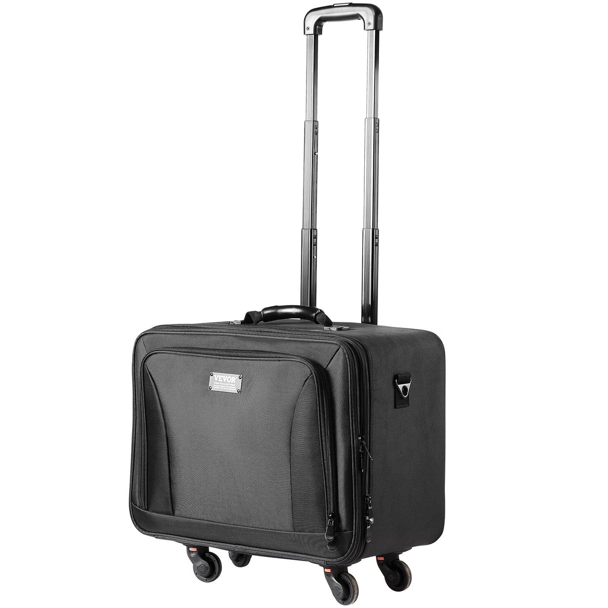 VEVOR Rolling Makeup Train Case Large Storage 3 Tiers, Convenient Carry With Handle, Wheels, Strap, Professional Makeup Storage Organizer Box Make Up Carrier Waterproof Oxford, Black - Glam Warehouse