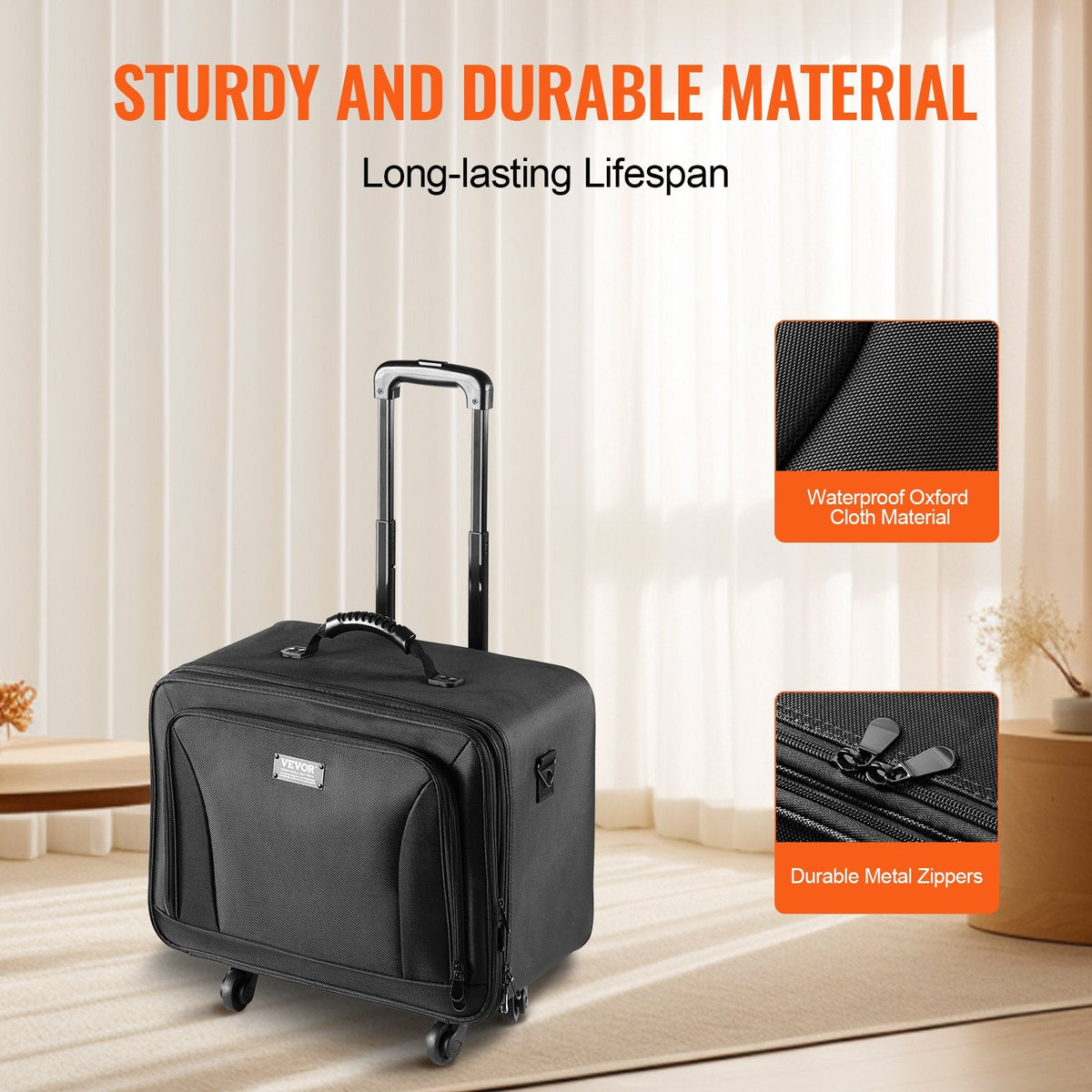 VEVOR Rolling Makeup Train Case Large Storage 3 Tiers, Convenient Carry With Handle, Wheels, Strap, Professional Makeup Storage Organizer Box Make Up Carrier Waterproof Oxford, Black - Glam Warehouse