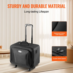 VEVOR Rolling Makeup Train Case Large Storage 3 Tiers, Convenient Carry With Handle, Wheels, Strap, Professional Makeup Storage Organizer Box Make Up Carrier Waterproof Oxford, Black - Glam Warehouse