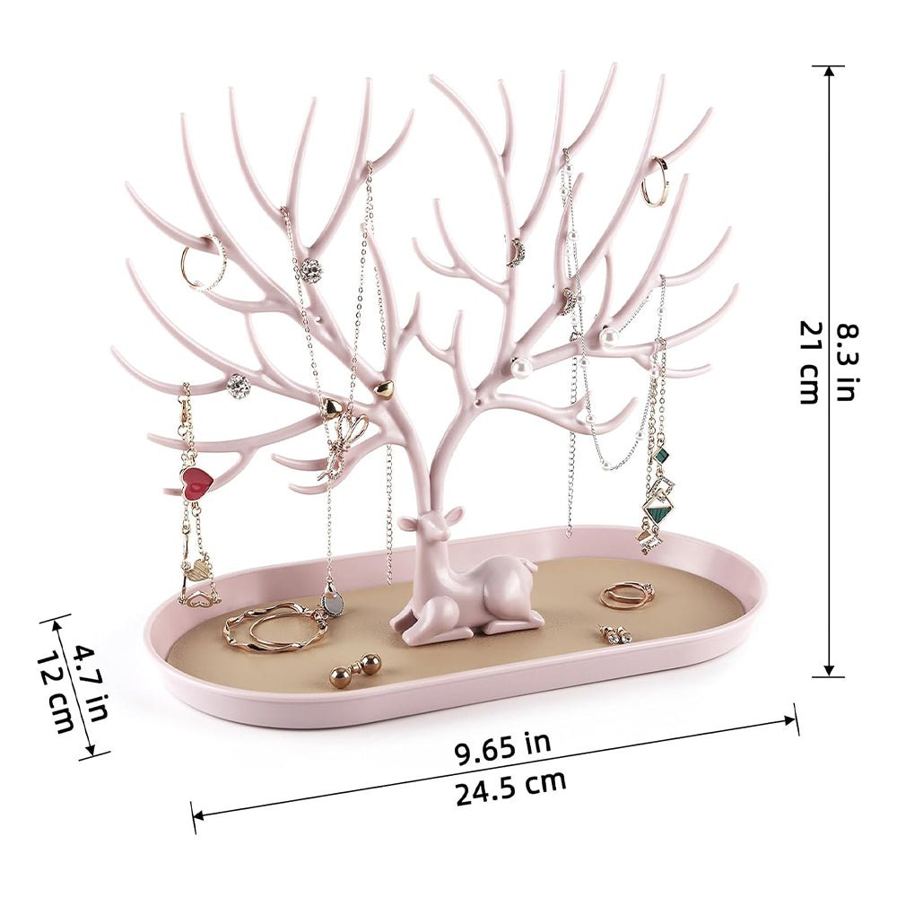 Vibe Geeks Antlers Tree Tower Jewelry Display Stand for Ring Earrings Necklace Bracelet - Green Basic Model - Glam Warehouse