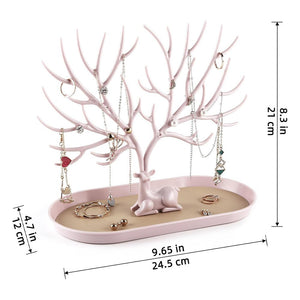 Vibe Geeks Antlers Tree Tower Jewelry Display Stand for Ring Earrings Necklace Bracelet - Green Basic Model - Glam Warehouse