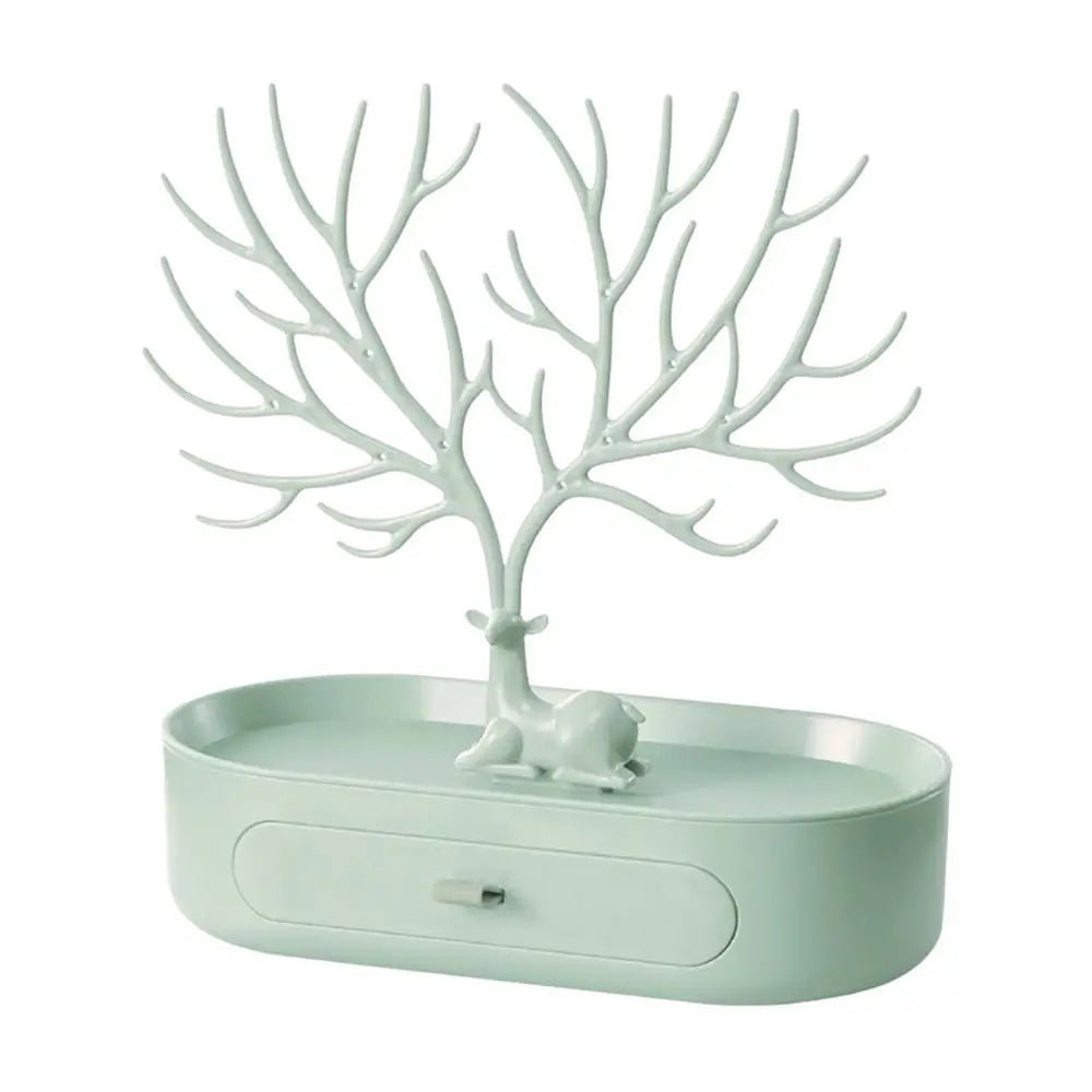Vibe Geeks Antlers Tree Tower Jewelry Display Stand for Ring Earrings Necklace Bracelet - Green Basic Model - Glam Warehouse