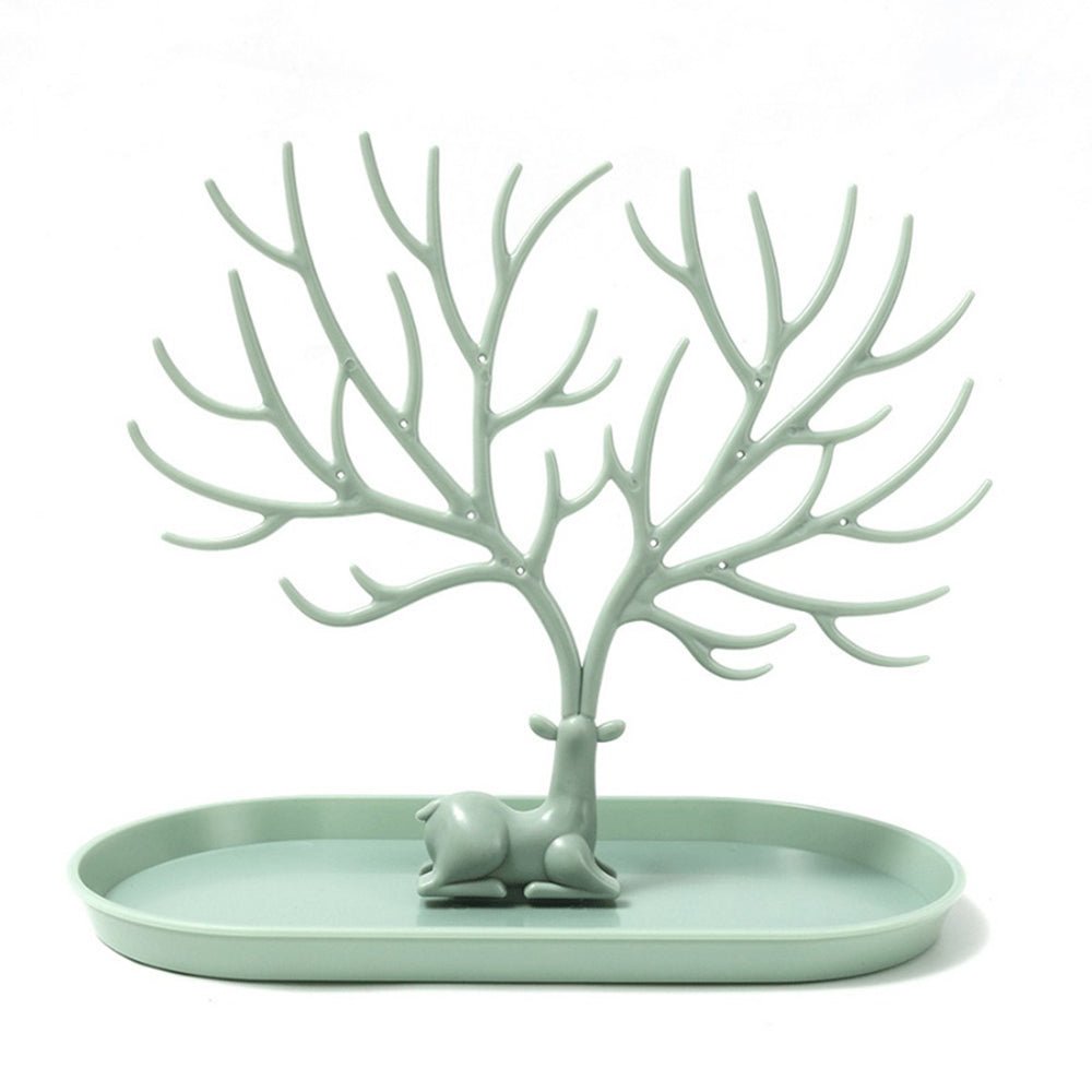 Vibe Geeks Antlers Tree Tower Jewelry Display Stand for Ring Earrings Necklace Bracelet - Green Basic Model - Glam Warehouse