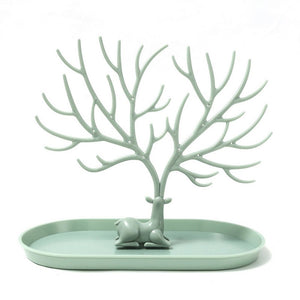 Vibe Geeks Antlers Tree Tower Jewelry Display Stand for Ring Earrings Necklace Bracelet - Green Basic Model - Glam Warehouse