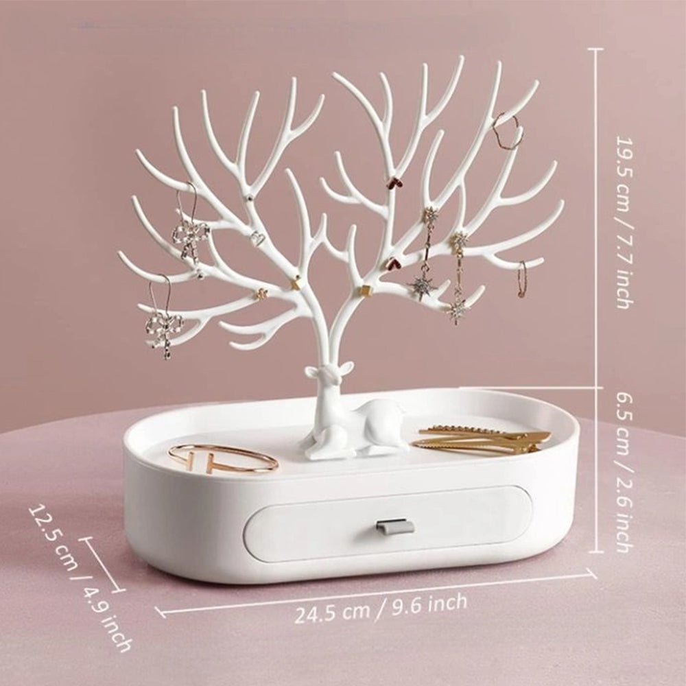 Vibe Geeks Antlers Tree Tower Jewelry Display Stand for Ring Earrings Necklace Bracelet - Green Basic Model - Glam Warehouse