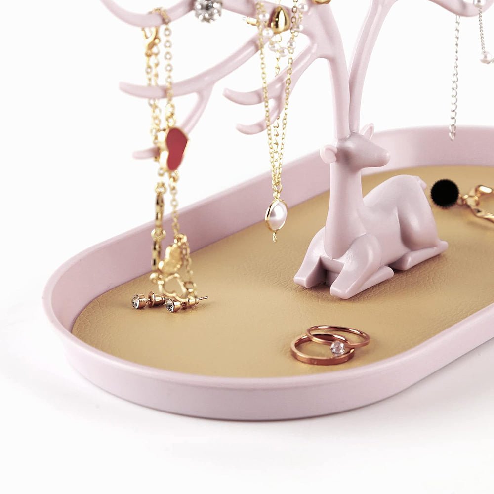 Vibe Geeks Antlers Tree Tower Jewelry Display Stand for Ring Earrings Necklace Bracelet - Green Basic Model - Glam Warehouse