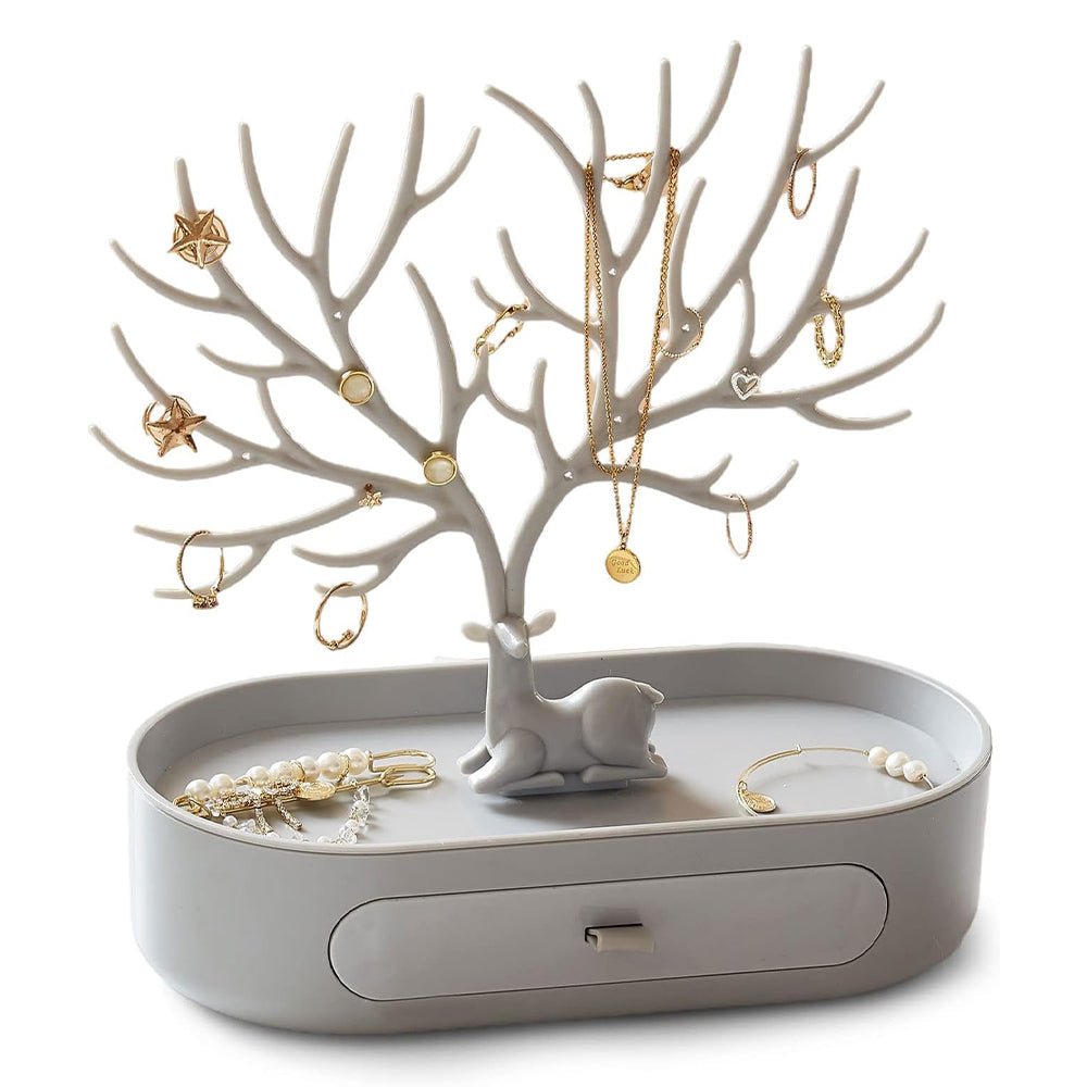 Vibe Geeks Antlers Tree Tower Jewelry Display Stand for Ring Earrings Necklace Bracelet - Green Basic Model - Glam Warehouse