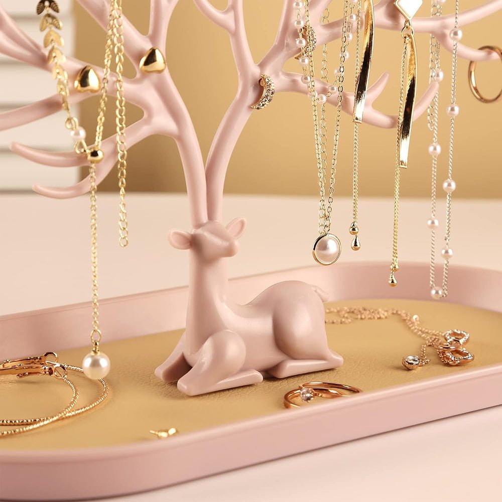 Vibe Geeks Antlers Tree Tower Jewelry Display Stand for Ring Earrings Necklace Bracelet - Grey Basic Model - Glam Warehouse