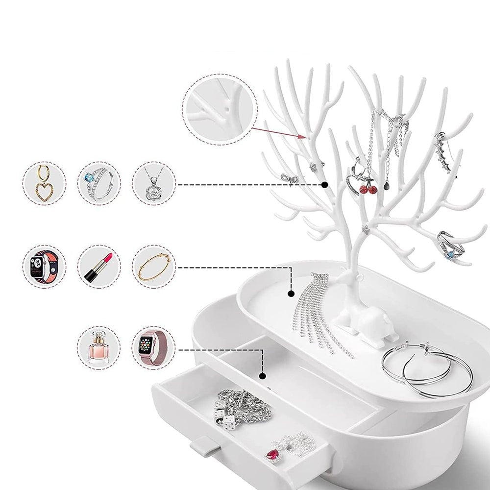 Vibe Geeks Antlers Tree Tower Jewelry Display Stand for Ring Earrings Necklace Bracelet - Pink Basic Model - Glam Warehouse