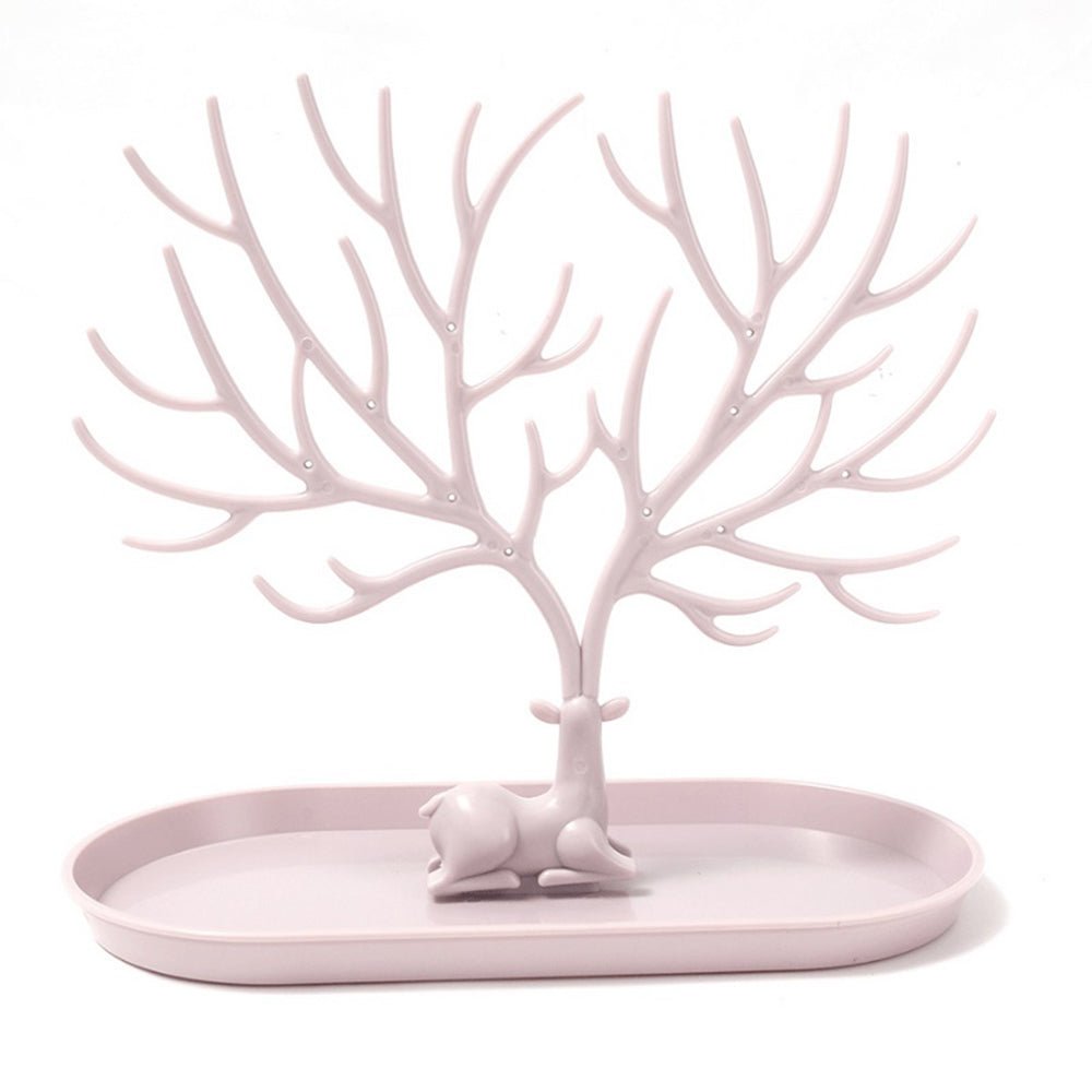 Vibe Geeks Antlers Tree Tower Jewelry Display Stand for Ring Earrings Necklace Bracelet - Pink Basic Model - Glam Warehouse