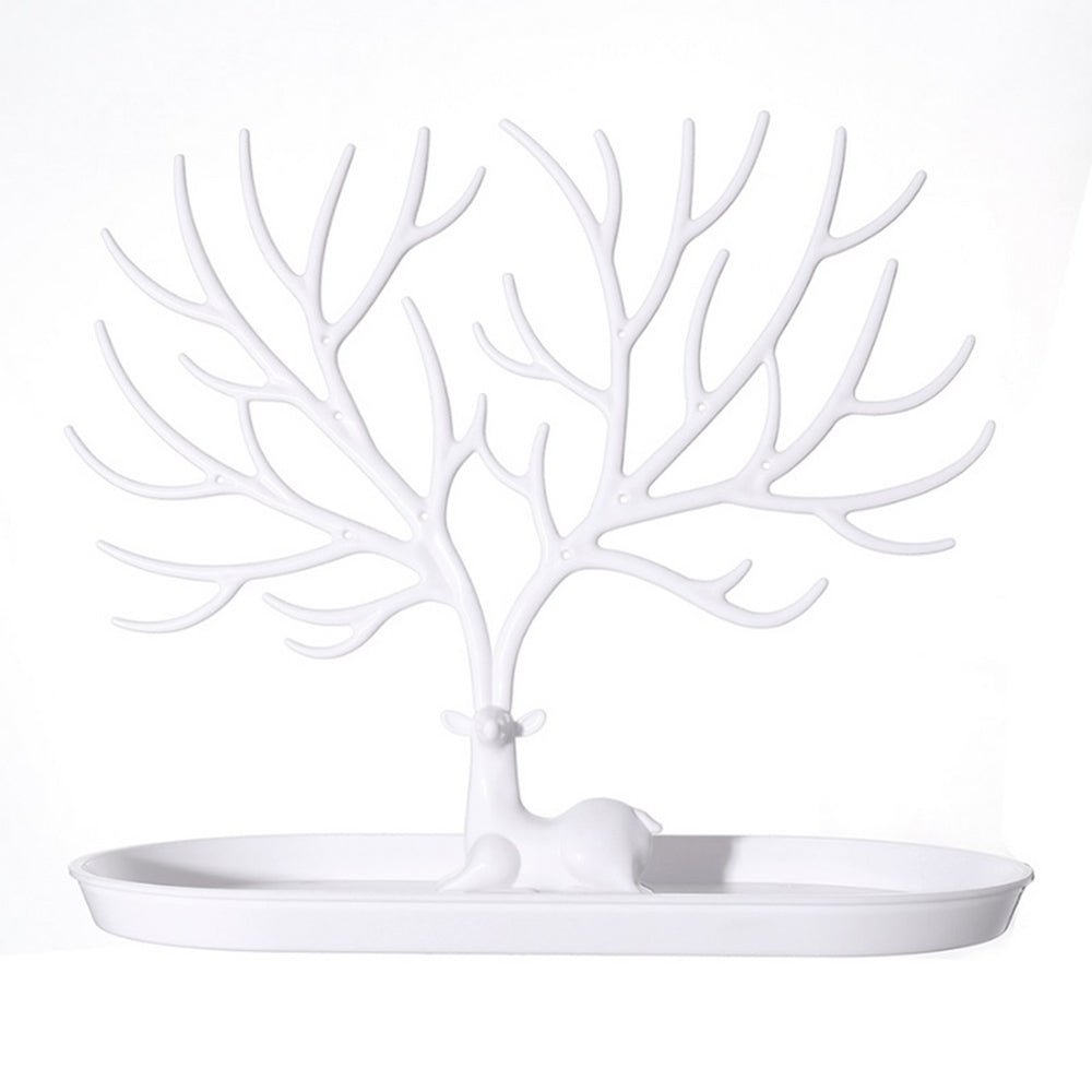 Vibe Geeks Antlers Tree Tower Jewelry Display Stand for Ring Earrings Necklace Bracelet - White Basic Model - Glam Warehouse