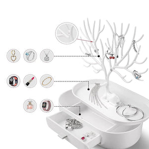 Vibe Geeks Antlers Tree Tower Jewelry Display Stand for Ring Earrings Necklace Bracelet - White Basic Model - Glam Warehouse