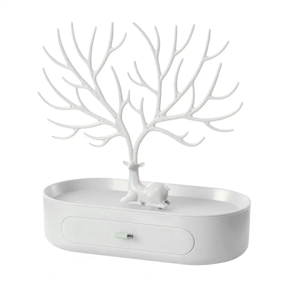 Vibe Geeks Antlers Tree Tower Jewelry Display Stand for Ring Earrings Necklace Bracelet - White Basic Model - Glam Warehouse