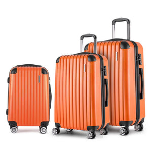 Wanderlite 20-24-28 Inch Luggage 3Set with TSA Lock Spinner Carry On Hard Shell Travel Suitcase Luggage Case Orange - Glam Warehouse