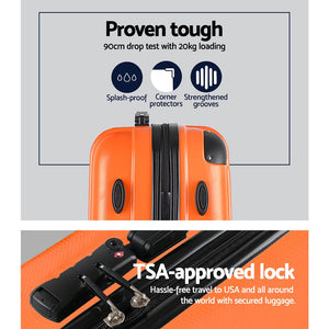 Wanderlite 20-24-28 Inch Luggage 3Set with TSA Lock Spinner Carry On Hard Shell Travel Suitcase Luggage Case Orange - Glam Warehouse