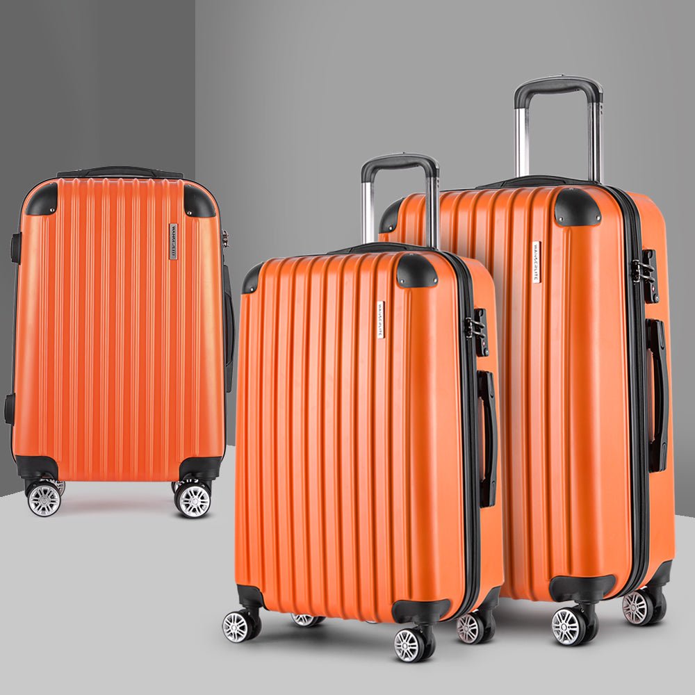 Wanderlite 20-24-28 Inch Luggage 3Set with TSA Lock Spinner Carry On Hard Shell Travel Suitcase Luggage Case Orange - Glam Warehouse