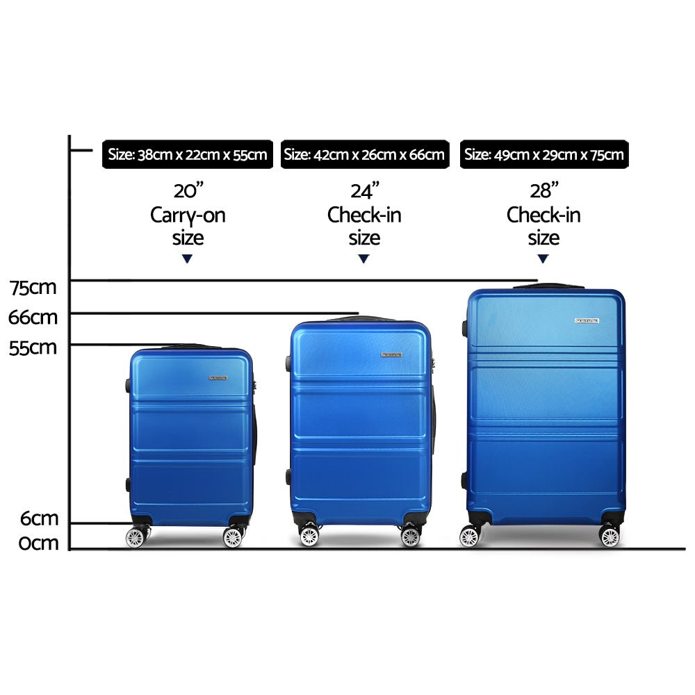 Wanderlite 20" 24" 28" Luggage with TSA Lock Spinner Travel Suitcase Carry On Hard Shell Luggage Case Blue - Glam Warehouse