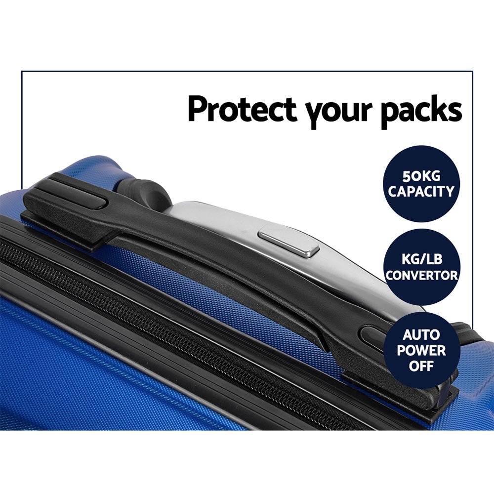 Wanderlite 20" 24" 28" Luggage with TSA Lock Spinner Travel Suitcase Carry On Hard Shell Luggage Case Blue - Glam Warehouse